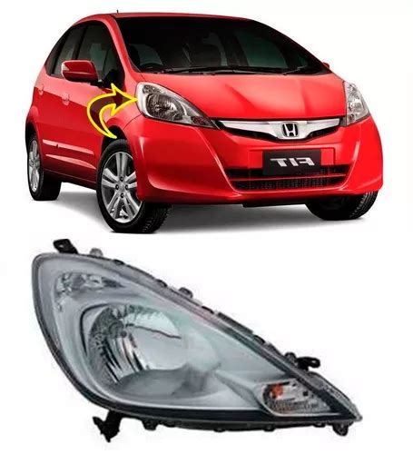 Farol Honda New Fit Mascara Cinza Lado Esquerdo Frete Gr Tis