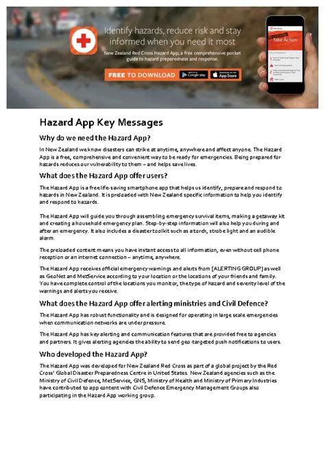 Hazard App Key Messages Template - PDFSimpli