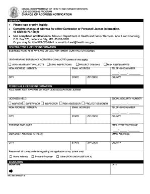 Fillable Online Health Mo Complete Change Of Address For Either