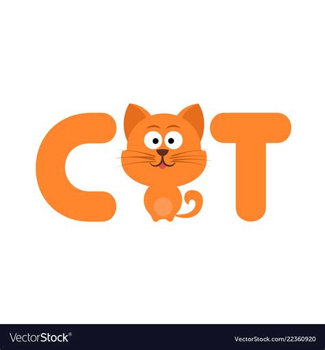 Cute Cartoon Cat With Letters Royalty Free Vector Image