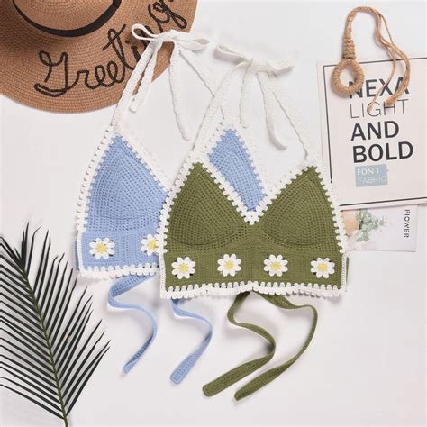 Women Crochet Bikini Top Crochet Swimwear Crochet Bra Sexy Beach Outfit Halter Top Beach Top