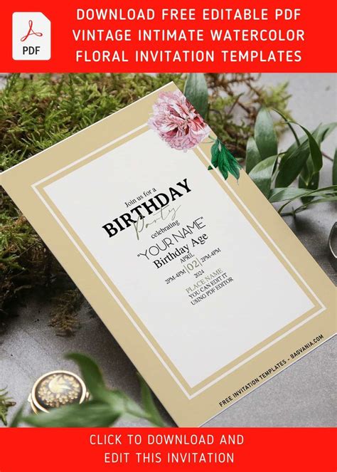 Free Editable Pdf Intimate Crimson Red Blooms Birthday Invitation