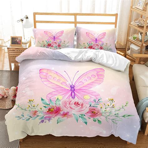 Cvhouse Rainbow Butterfly Duvet Cover Full Sizerainbow Flower Bedding Setfloral