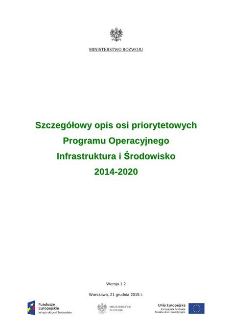 Pdf Szczeg Owy Opis Osi Priorytetowych Programu Ministerstwo