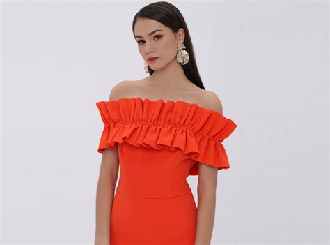 Bardot Ruffle Bodycon Mini Dress Orange Maision Com Fashion Online