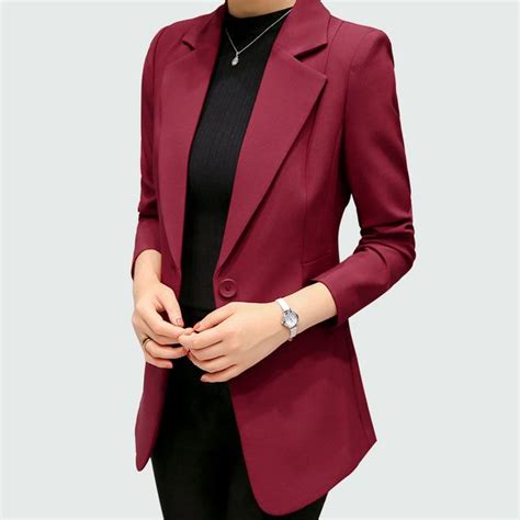 Vinho Vermelho Preto Mulheres Blazers E Jaquetas De Blaser 2018 Blaser