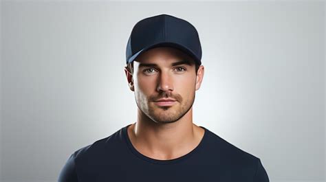 Premium AI Image | Stunning handsome Man wearing a Navy Blue Baseball Cap in Front view isolated ...