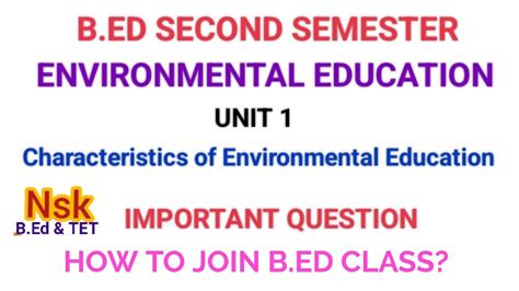 B ED FIRST YEAR SECOND SEMESTER ENVIRONMENTAL EDUCATION IMPORTANT