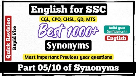 Previous Year Synonyms For SSC Part 05 10 English For SSC CGL CHSL