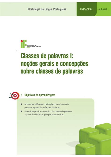 PDF Classes de Palavras I Noções Gerais DOKUMEN TIPS