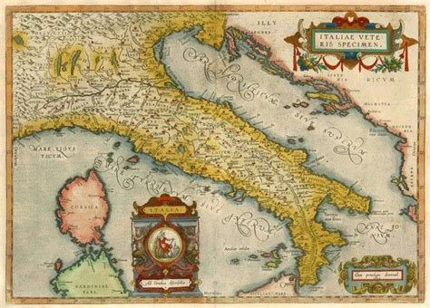 Old Antique Map Of Ancient Italy By A Ortelius Sanderus Antique