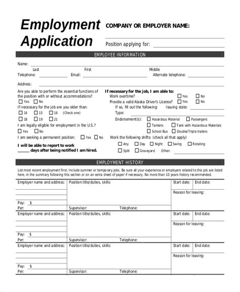 Free 27 Sample Employment Forms In Pdf Ms Word Excel Hot Sex Picture