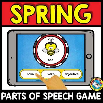 Spring Parts Of Speech Activity Boom Cards Noun Verb Adjective Game