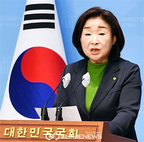 기자회견 하는 녹색 정의당 심상정 원내대표