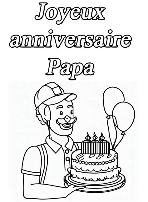 Coloriage Dessin Gratuit de Joyeux Anniversaire Papa télécharger et