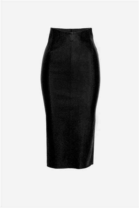 Black Leather Pencil Skirt Kristina Fidelskaya