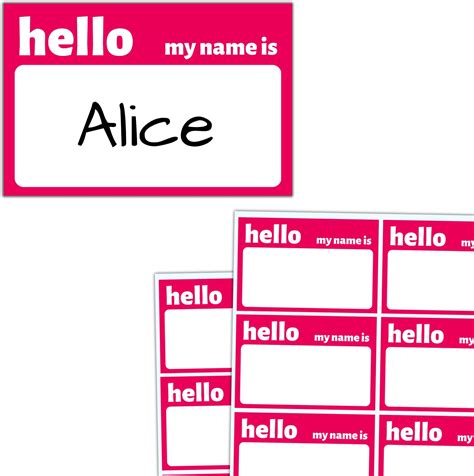 200 Pack Hello My Name Is Stickers 75 X 50 Mm Red Uk