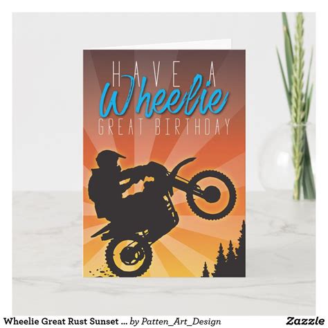 Wheelie Great Rust Sunset Dirt Bike Birthday Card Zazzle Dirt Bike