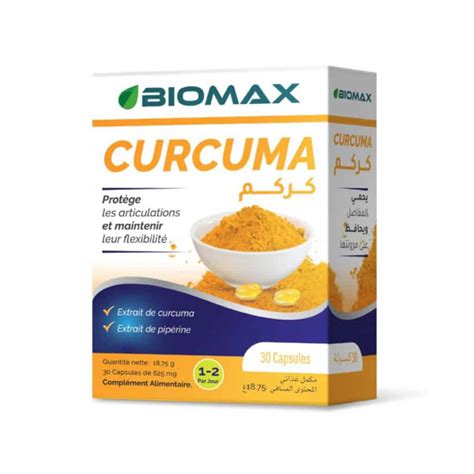 Biomax Curcuma B/30 Capsules - Para Pharmacie Belaouane