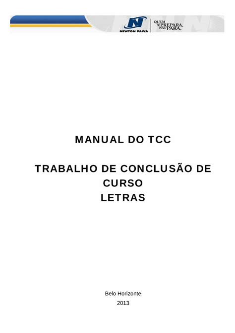 PDF MANUAL DO TCC TRABALHO DE CONCLUSÃO DE CURSO newton newtonpaiva