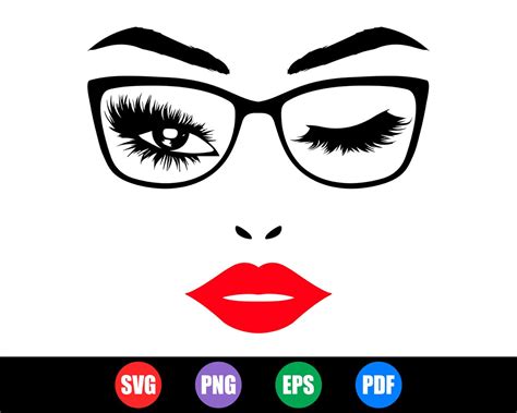 Woman Face Svg Blink Eye Svg Eyelashes Svg Girl With Etsy