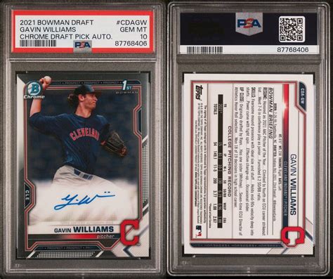 Gavin Williams Bowman Draft Cda Gw Chrome Dp Auto St Price