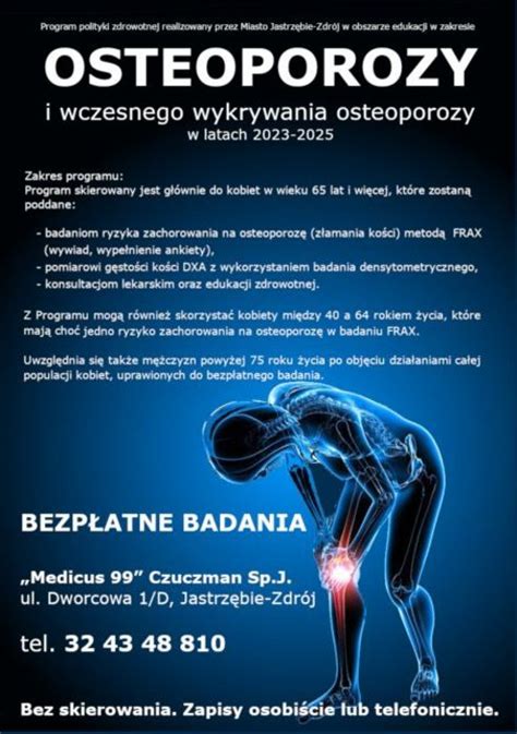 Bezp Atne Badania Pod K Tem Osteoporozy Oficjalna Strona Miasta