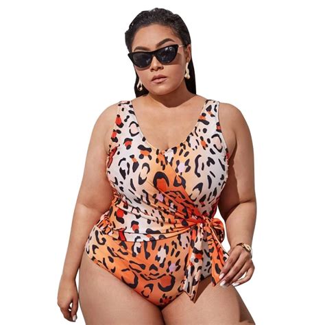 Fashion Women Swimsuit Plus Size Strappy Beachwear Sexy Leopard Printed Bikini One Piece New For