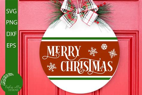 Merry Christmas Round Svg Door Hanger Svg