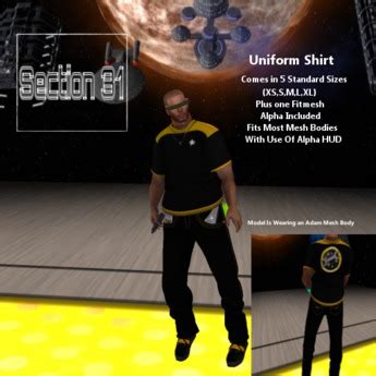 Second Life Marketplace - Section 31 Engineering Uniform T Shirt Mens