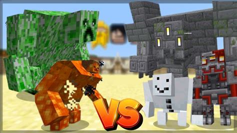 Minecraft Chad Creeper Golem E Lava Mutant Zombie Vs Crimsonsteves More Mobs Batalha De Mobs