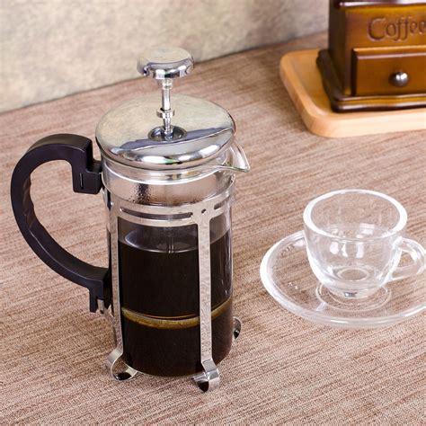 Oak Pine 350 Ml 12 Oz Portable Glass French Press Coffee Maker With Sleek Stainless Plunger