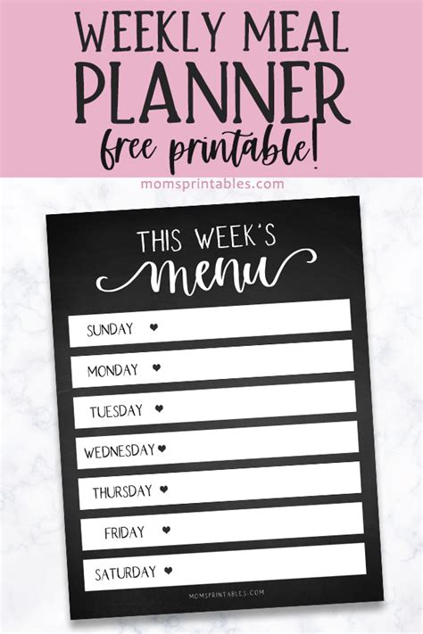 Printable Weekly Meal Planner Mom S Printables