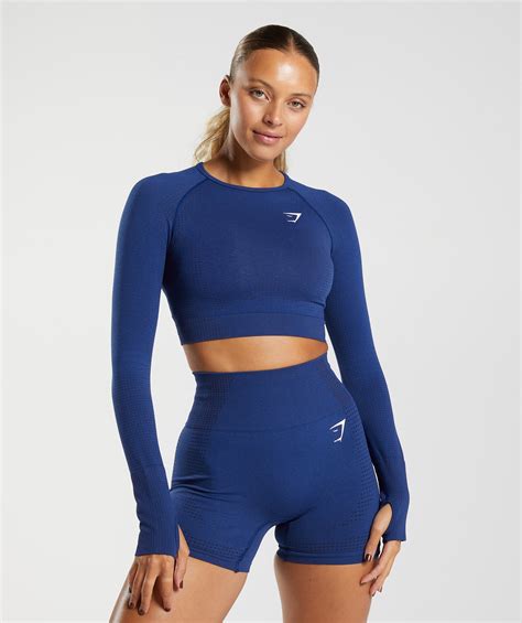 Gymshark Vital Seamless 20 Crop Top Stellar Blue Marl Gymshark