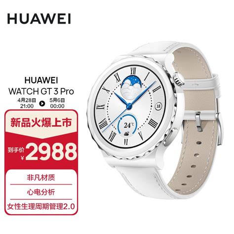 华为（huawei）huawei Watch Gt 3 Pro 银色表圈白色陶瓷表壳 白色真皮表带 京东商城【降价监控 价格走势 历史价格