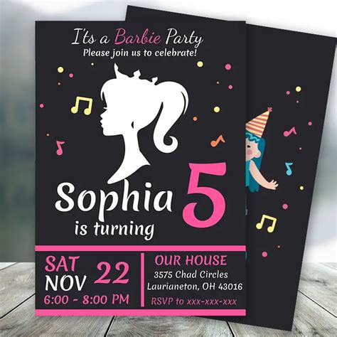 Black Barbie Party Invitation Printable | Bobotemp