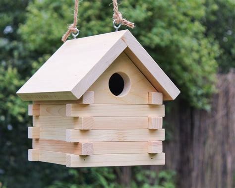 Birdhouse Plans DIY Log Cabin Birdhouse Bird Feeder Wooden Etsy In