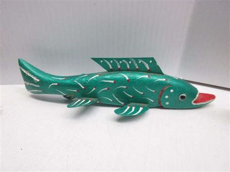 6 Ice Fishing Decoys Folk Art Hand Carved And Painted By Charles F