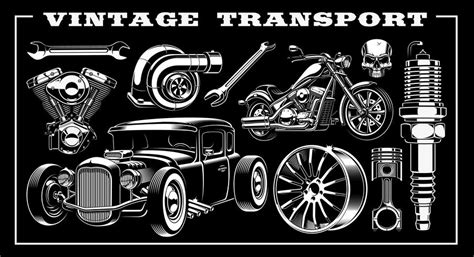 Set of vintage transportation 539506 Vector Art at Vecteezy