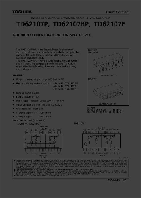 Td62107bp 124845 Pdf Datasheet Download Ic On Line