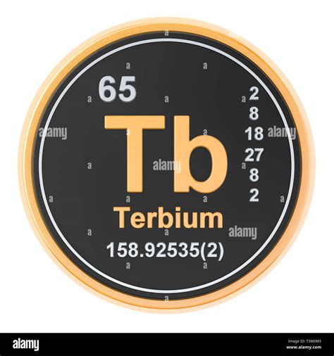 Terbium Tb Chemical Element 3D Rendering Isolated On White Background