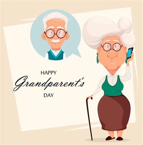 Grandmother Grandfather Together Silver Haired Grandma Grandpa Cartoon