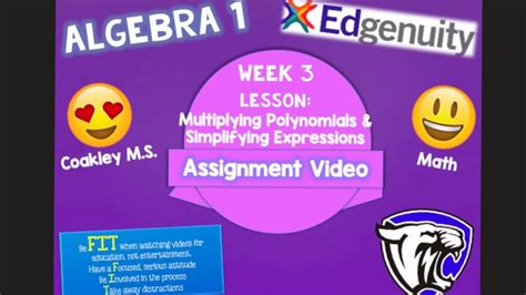 Algebra Multiplying Polynomials And Simplifying Expressions Assignment