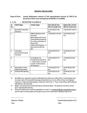 Fillable Online Cidco Maharashtra Etenders Bidding Programme Name Of