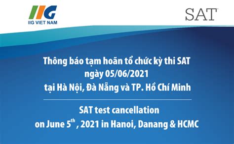 SAT test cancellation on June 5th, 2021 in Hanoi, Danang & HCMC