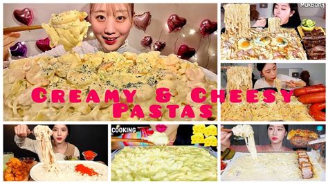 Asmr Eating Creamy And Cheesy Pastas Eating Compilation