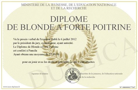 Diplome De Blonde A Forte Poitrine