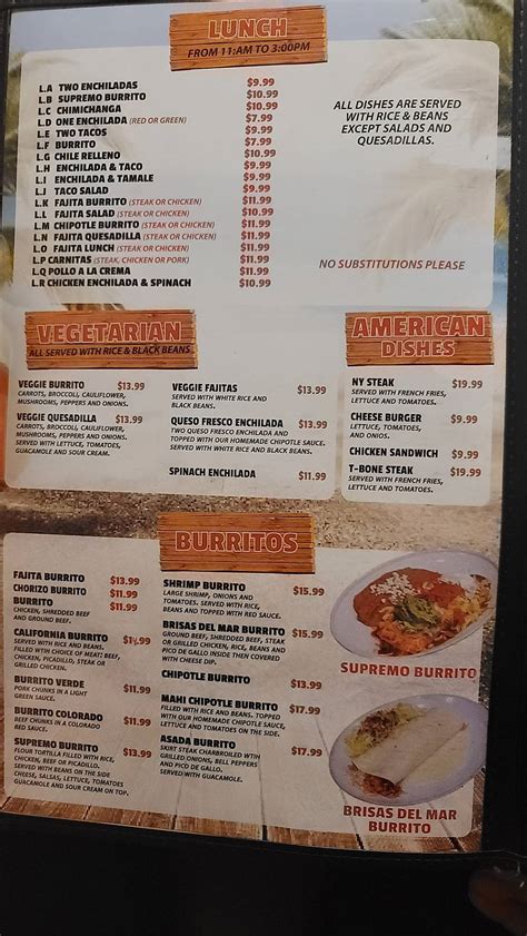 Menu At Brisas Del Mar Restaurant Fort Pierce