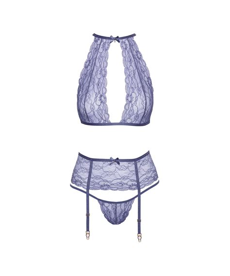 Kissable Sinuous Purple Lace Suspender Lingerie Set SexyStyle Eu