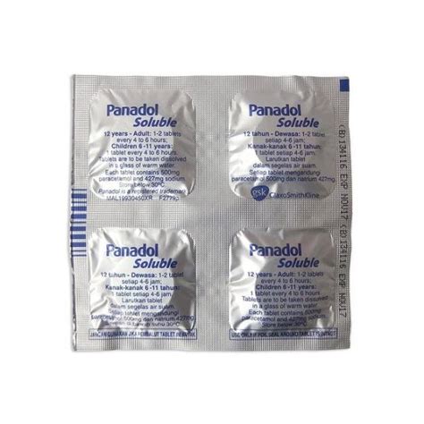 Jual Panadol Soluble Effervescent Lemon Flavour Panadol Celup Papan